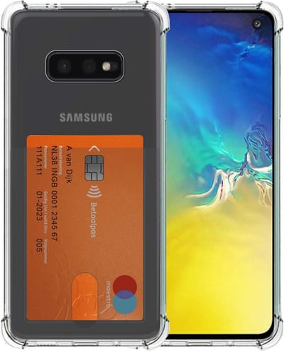 Smartphonica Telefoonhoesje Geschikt voor Samsung Galaxy S10E met Pasjeshouder Doorzichtig Siliconen - Transparant TPU Shockproof Backcover Case with Card Slot geschikt voor Samsung Galaxy S10E