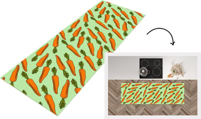 Keukenloper - Loper keuken - Vintage - Wortel - Patronen - Groente - 150x50 cm - Keukenloper vinyl