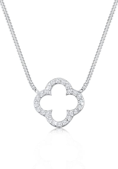 Elli - Halsketting - Dames Klaverblad Hanger Elegant Geluk met zirkonia kristallen in 925 sterling zilver - Dames