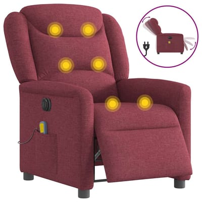 vidaXL - Massagestoel - elektrisch - verstelbaar - stof - wijnrood