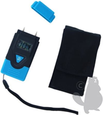 Vochtigheidsmeter met LCD scherm. Onmisbaar voor brandhout. Met batterij-indicator en opberghoes.