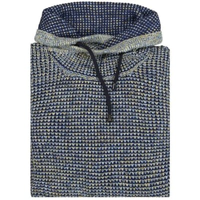 Ragman Trui Texture Knit Stand Up Maseltov Drawstring Collar Geel-Blauw / male
