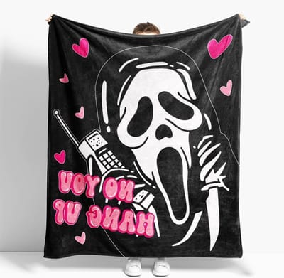Scary Face Dekentje - Zacht Zwart Flanel 50" x 60" - Perfect voor Halloween, Horror Fans en Sfeervolle Decoratie in Huis