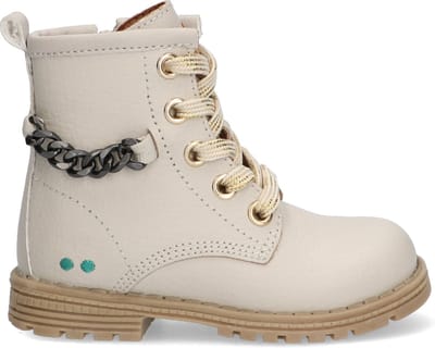 BunniesJR Thijs Trots Meisjes Biker Boots - Beige - Leer - Veters