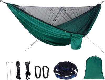 Camping Hangmat - Reishangmat Klamboe - Outdoor Ontspanning - Geïntegreerde Klamboe - 270 x 140 cm - Geel