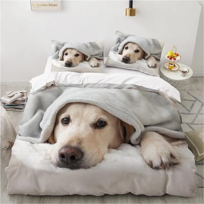 Honden Dekbedovertrek Set Dubbel Queen King Size Beddengoed Set Zwart en Wit Rand Herder Zacht Comfortabel 23 stuks Eenpersoons Dekbedovertrek EU Double 200x200cm