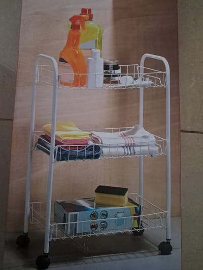 Opberg trolley voor uw keuken, wasruimte of badkamer - Smal en Ruimtebesparend - Afneembare tas met handvatten - met 4 wielen - 41 x 23 x 63 cm