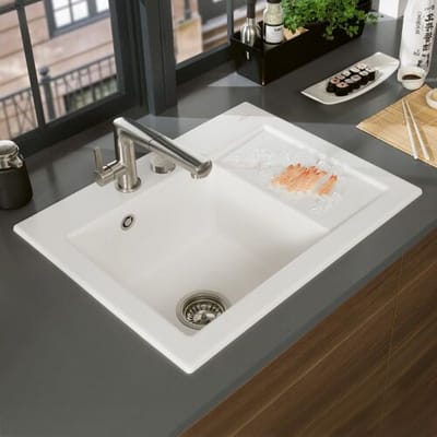 Villeroy & Boch Subway 45 - Keramische spoelbak 65x51 cm, excentrische bediening, CeramicPlus, alpine wit 331202R1