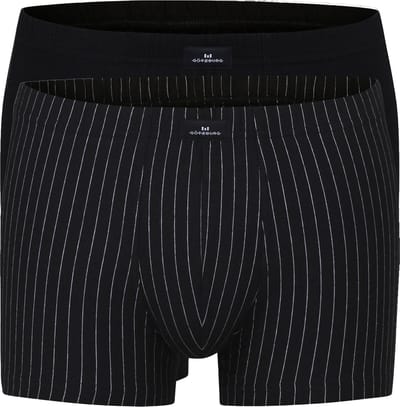 Gotzburg heren boxer normale lengte (2-pack) - zwart en zwart-wit gestreept