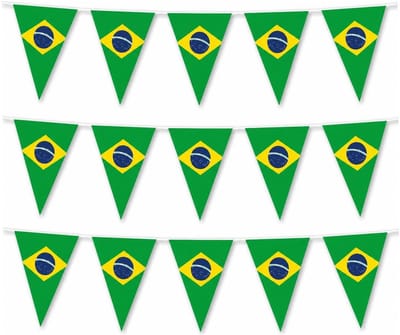 Funny Fashion Brazilië vlaggenlijn thema versiering - 3x - 500 cm - landen - kunststof