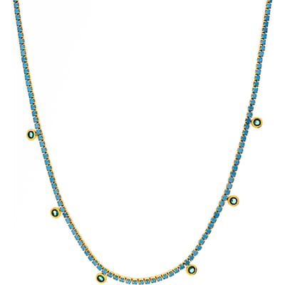 Luxenter Ketting van 925 sterling zilver en nano-turkoois met 18-karaats geelgouden afwerking - Nejad