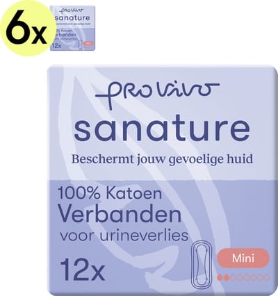 Sanature Pro Vivo 100% katoenen - Incontinentie verband Mini - 6 x 10 stuks - Natuurlijk & voor de gevoelige huid