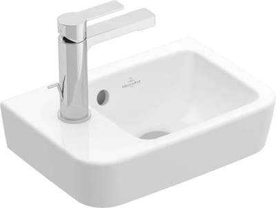 Villeroy & Boch O.novo - Fontein Compact 36x25 cm, zonder overloop, 1 kraangat links, CeramicPlus, alpine wit 434237R1