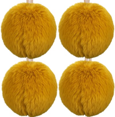 Dailygoods- Kerstballen Set van 4 - 7 cm - Pluche Decoratieve Ballen - Zachte Winterdecoratie - Kerriegoud - Stijlvolle Kerstversiering - Kerstdecoratie