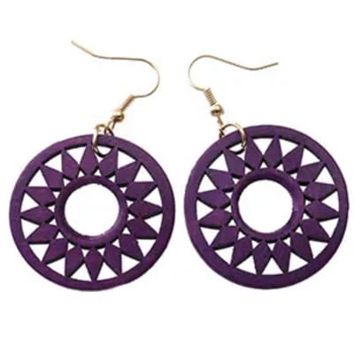 Zilveren oorbellen- hout -paars -goudkeurig - Charme Bijoux