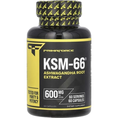 Primaforce, KSM-66, Ashwagandha-wortelextract, 600 mg, 60 capsules