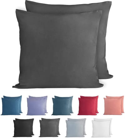 100% katoenen kussenslopen, set van 2, 50 x 50 cm, superzachte premium jersey hoofdkussensloop, 150 g/m², kussenhoes, antraciet