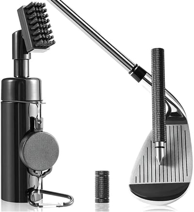 carmdering - Golf Bürste Set - Golf Zubehör - Mit Rillenschärfer - Tragbar - Für Reinigung Golfschläger