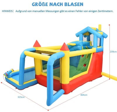 NordHaus Opblaasbaar Springkasteel met Glijbaan en Waterpark - 5-in-1 Speelcentrum voor Kinderen 3-10 Jaar - Inclusief Blower - 364 x 315 x 239 cm