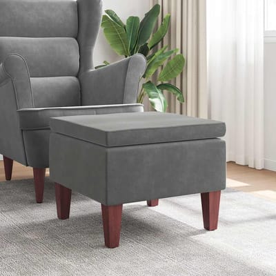 vidaXL - Kruk - met - houten - poten - fluweel - donkergrijs