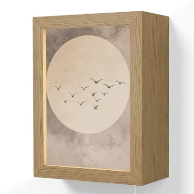 Wandlamp 15x20 cm - Oplaadbaar - Vogel - Beige - Japandi - Wandlampen binnen woonkamer - Slaapkamer lamp met kabel - Decoratieve nachtlamp - Vloerlamp snoer