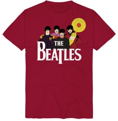 Beatles Yellow Submarine Band Heren T-shirt - rood - L