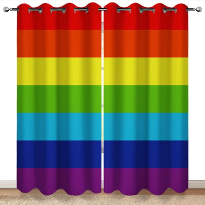 Kleurrijke Regenboog Slaapkamer Gordijnen Huis Zwarte Gordijnen ideaal voor Meisjeskamer Decoratie Raamopening Gordijnen ideaal voor Kinderkamer Dochterkamer Set van 2 W55 X H120cm X 2&Grommet Top