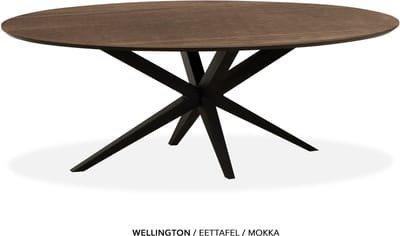 Maxfurn - Ovale eettafel 180x102cm met verjongde rand | Zeer krasvast | Kleur: Mokka