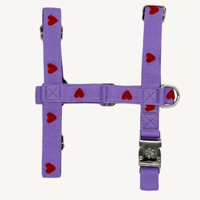 Hearts - Hartjes - Paars - Tuigje / Harnas Hond - XS - Puppy tuigje - Kleine hond