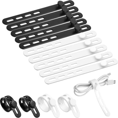 10 Stuks Silicone Kabelbinders 96.5mm | Herbruikbare Kabelorganizer voor Kabelbeheer, Desktop Opladen en PC Kabels