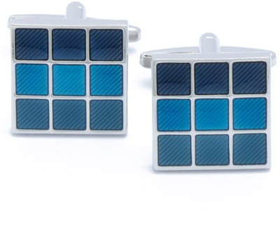 Manchetknopen - Vierkant Blauw met 9 Vlakken
