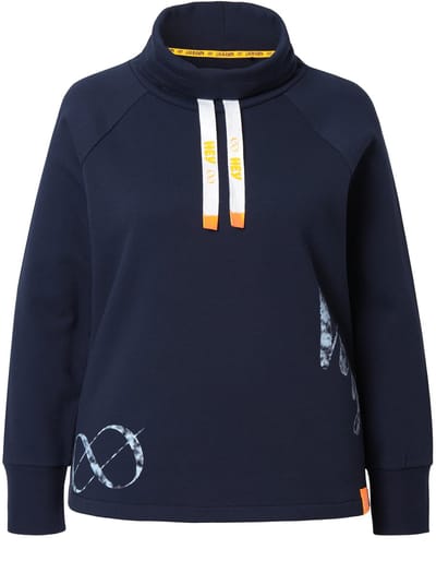 Laurasøn - Dames - Sweatshirt met opstaande kraag lange mouwen - Marine - Maat 44+