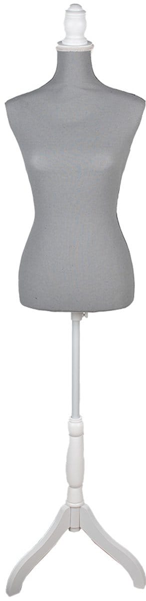 Clayre & Eef Paspop Dames Verstelbaar 37x22x168 cm Grijs Wit Hout