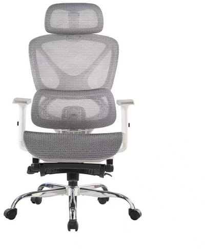 FOXSPORT Ergonomische Bureaustoel - 5D lendensteunsysteem - Armleuningen 4D - Rugleuning 90° tot 135° - tot 115kg Belasting - Bureau stoel voor kantoor, gaming- Grijs