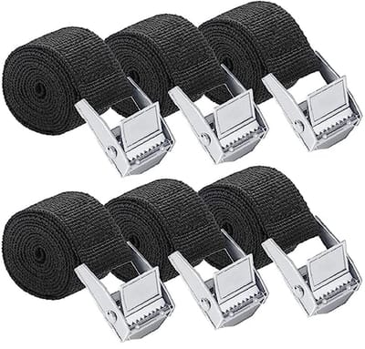 Ratelriemen 6 stuks, 25 mm x 0,5 m, verstelbare spanbanden voor motorfiets, aanhanger, auto en fiets