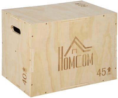 Houten Plyobox - Springbox - Plyo box met Handgreep - in Hoogte Verstelbaar - Jump Box - Plyo Boxen - Fitness Box - Fitness Kist - Crossfit Box - Krachttraining - Fitness - 40/45/60 cm - Naturel Hout