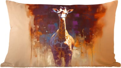 Sierkussens - Kussentjes Woonkamer - 60x40 cm - Giraf - Bruin - Abstract - Geschilderd
