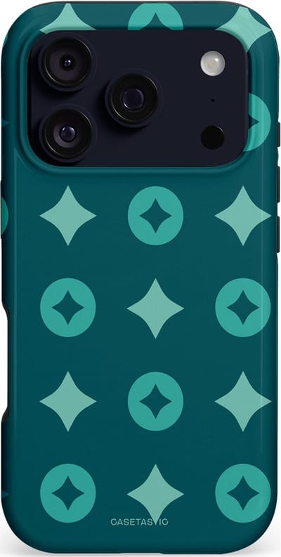 Casetastic hoesje geschikt voor Apple iPhone 17 Pro - MagSafe - Dubbellaagse bescherming - Retro sterren - Fashion Case - Petrol