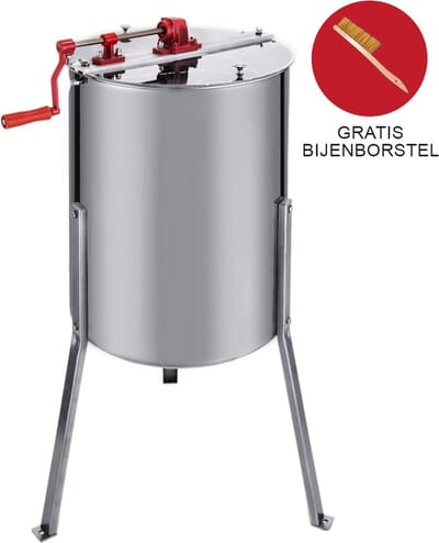 Honingcentrifuge handmatig - zilver - 2-4 ramen - incl. bijenborstel