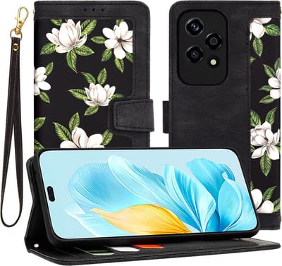 Hoesje geschikt voor HONOR 200 Lite - Techsuit FlipCraft Book Wallet Case met koord - Flowers of the Dawn