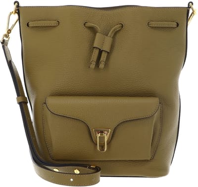 COCCINELLE Leren schoudertas Beat Generatio Bucket Bag Seagrass kaki