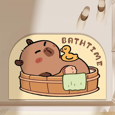 Tapis de sol de salle de bain en terre de diatomées dessin animé, tapis de sol pour toilettes et salle de bain, antidérapant, pour la maison, séchage rapide 40 * 60Cm (soft diatom mud) brown