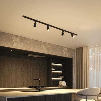 HOFTRONIC railverlichting pakket recht – 2 meter – 4x GU10 railspots – dimbaar – aluminium zwart – IP20 – modulair – 230V – railverlichting woonkamer keuken