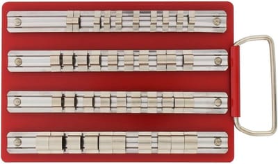 Socket Organizer voor 1/2", 1/4" en 3/8" - Stalen Rail Rack voor Gereedschap met 40 Clips en Opbergruimte
