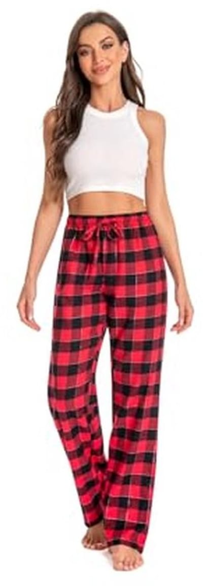 Zachte Flanel Pyjama Bottoms voor Dames - 100% Katoen met Zakken, Maten XS-XL