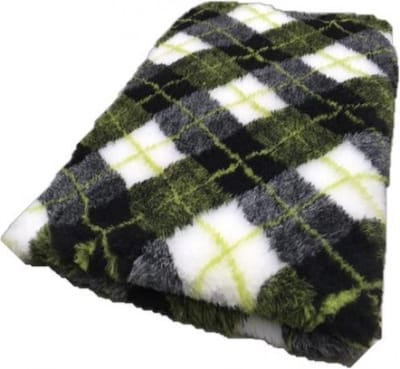 Vetbed - Hondendeken - Dierenmat - Dierendeken - Diamond Ruit- Zwart Grijs Groen Wit - latex anti-slip 100 x 75 cm - Machine wasbaar