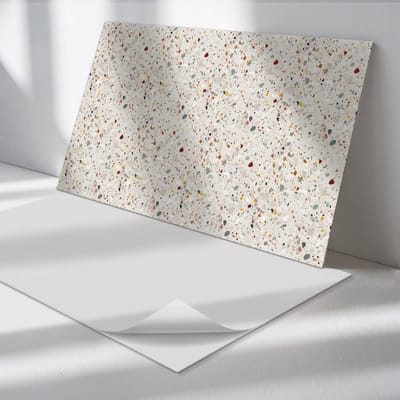 Wallfluent Vinyl Wandpaneel - Patroon met verschillende vormen PVC Muurpaneel - 100 cm x 50 cm - Beige PVC wandpaneel - 1 stuk - Rechthoekig Wandbekleding Vinyl - Texturen Wandpaneel - Zelfklevende Wandbekleding - Wandpaneel Keuken en Badkamer