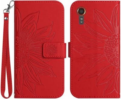 Coverup Hoesje - Geschikt voor Samsung Galaxy Xcover 7 Hoesje - Coverup Zonnebloem Book Case met Koord - Rood