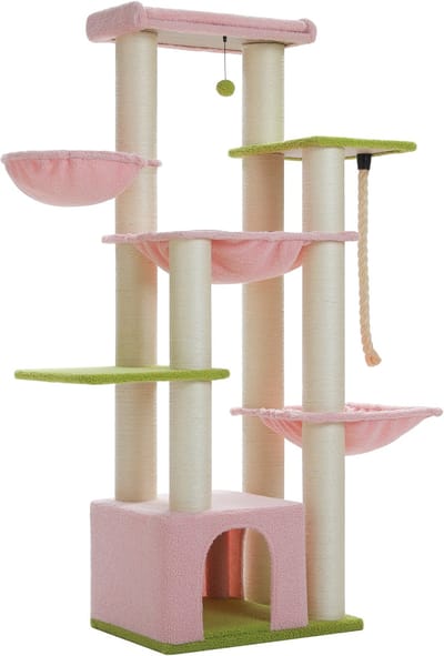 Kattenu KittyKingdom - Stevige krabpaal voor zware katten XXL - Extra Dikke Palen - Grote krabpaal voor grote katten Roze