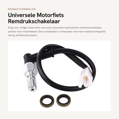 Dailygoods - Universele Motorfiets Remdrukschakelaar - Hydraulisch - M10 x 1.25MM - Holle Schroef - Zwart - Achterlichtschakelaar